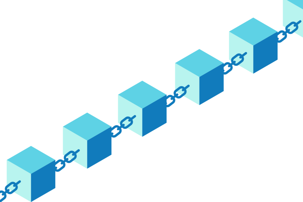 Illustrated example of what blockchain looks like in the form of physical blocks & chains.