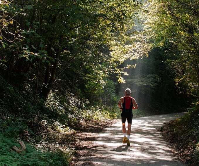 A Man Running on Trail